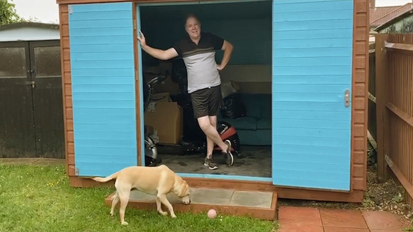 Darren Armitstead in his homebuilt gym