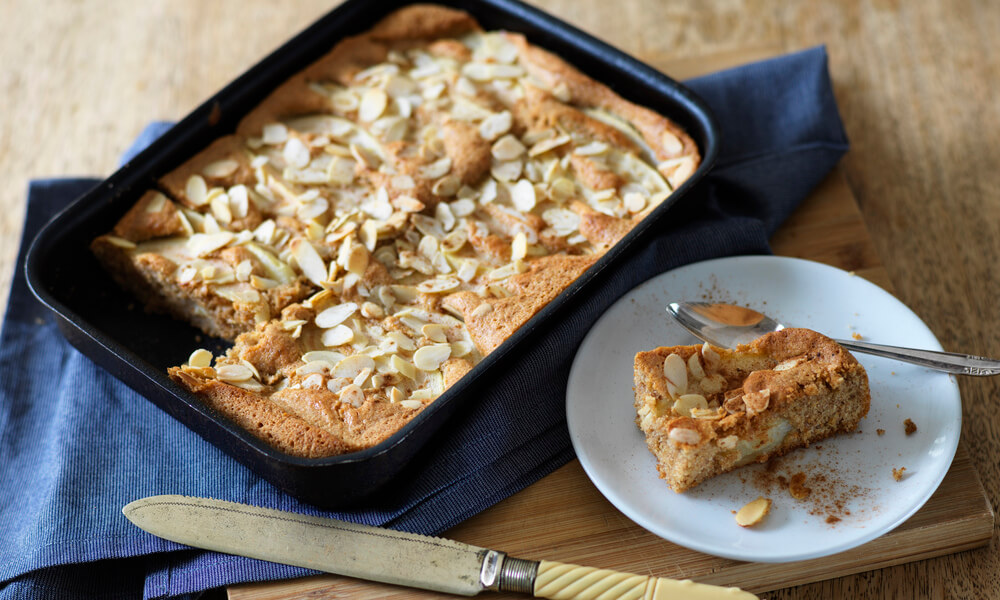 Pear and almond traybake
