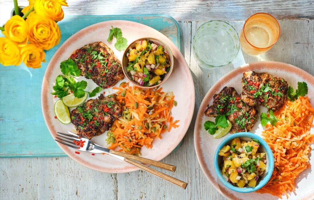 Jerk chicken with chargrilled pineapple salsa | Diabetes UK