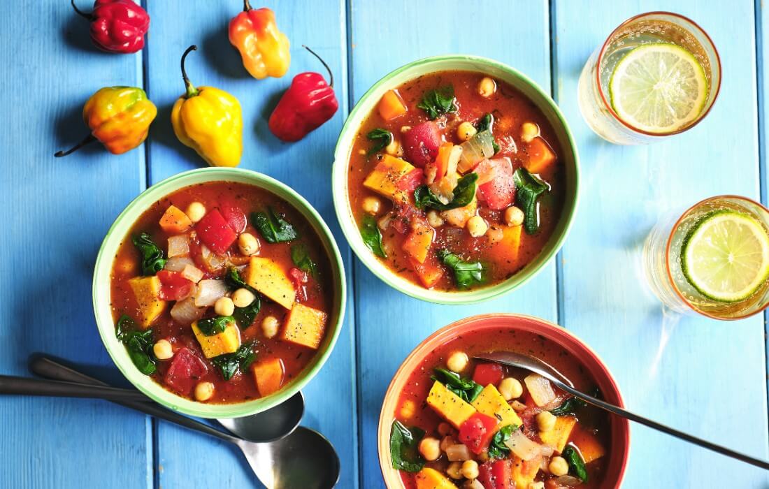 Spinach, sweet potato and chickpea soup | Diabetes UK