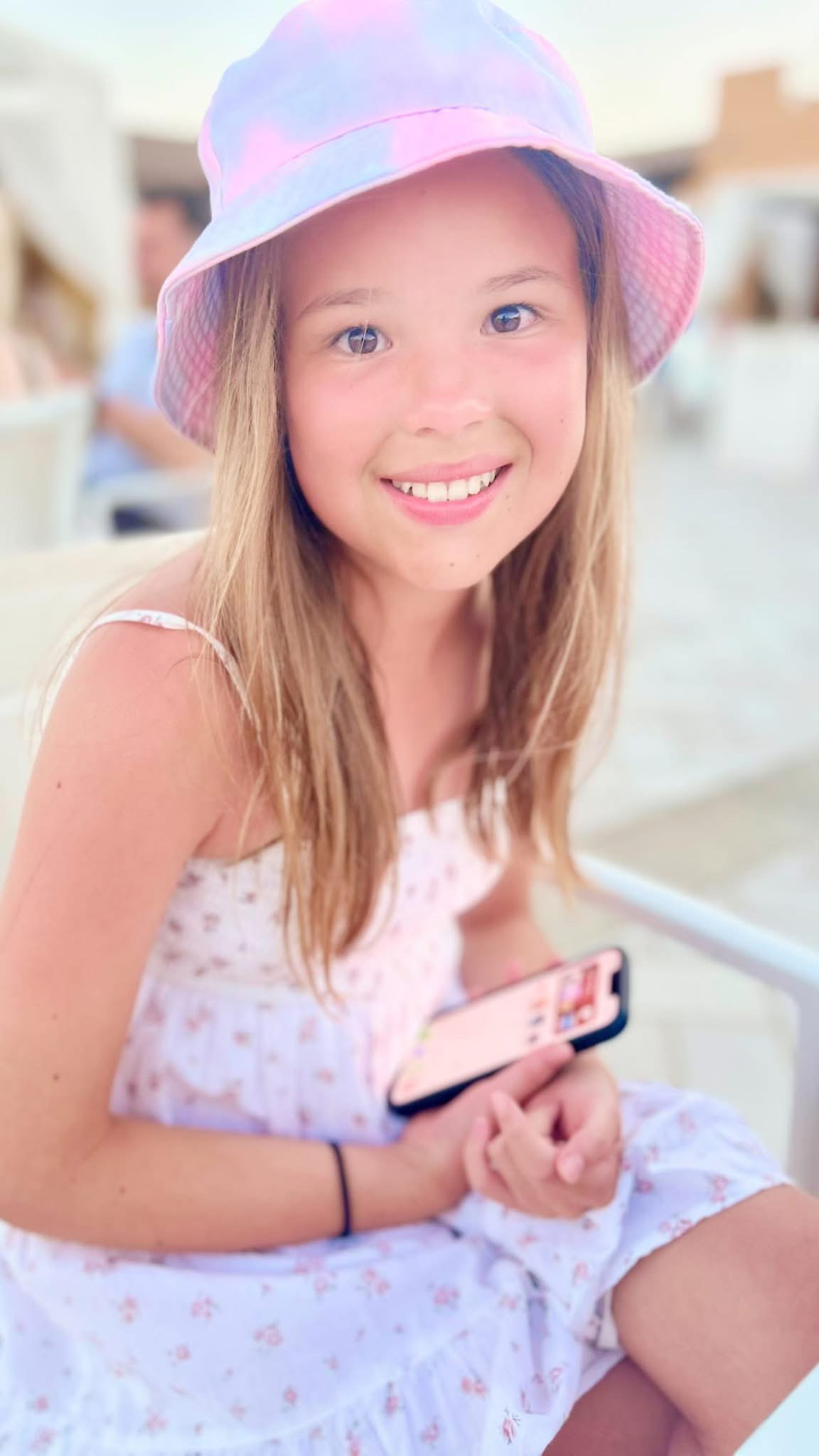 Imogen pictured on a sunny holiday 