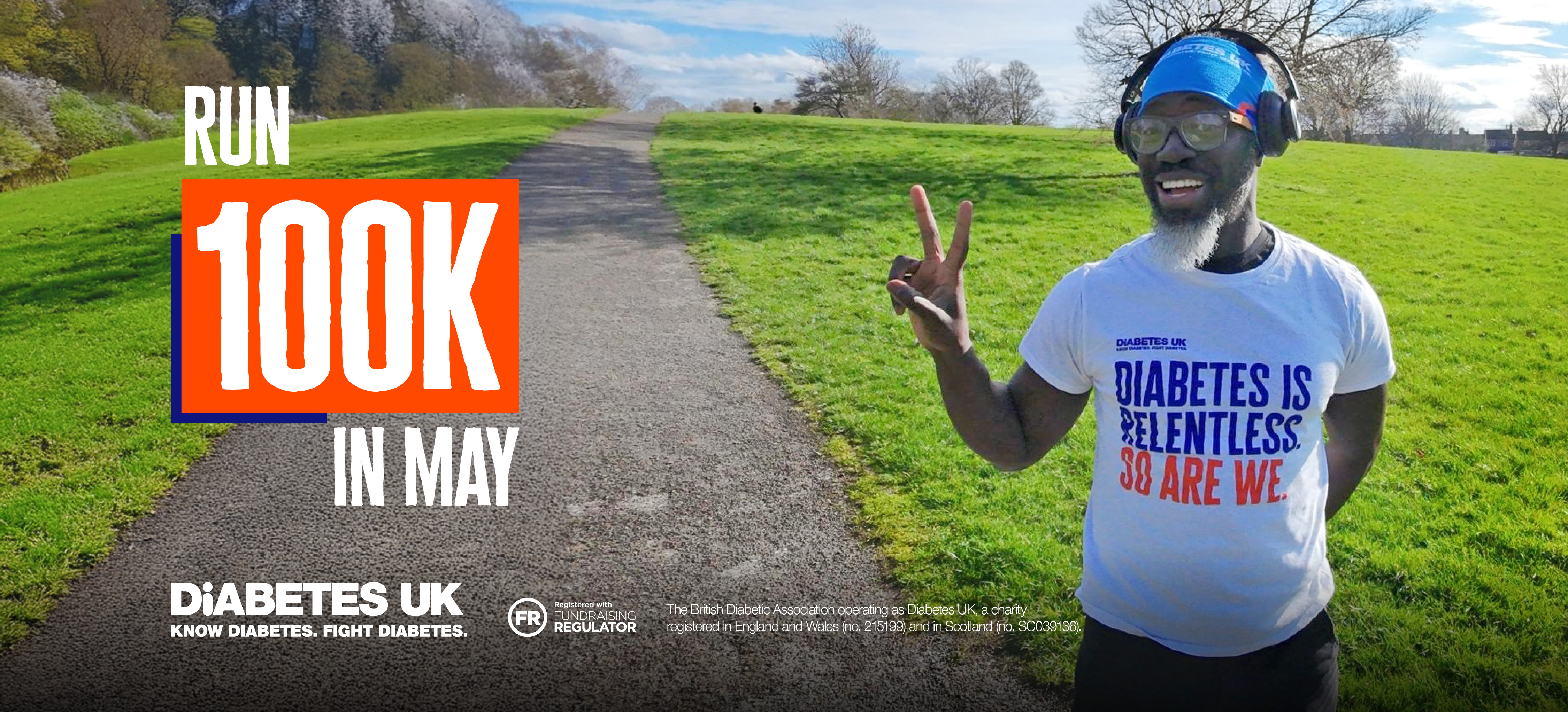 Man giving Peace Sign after Running