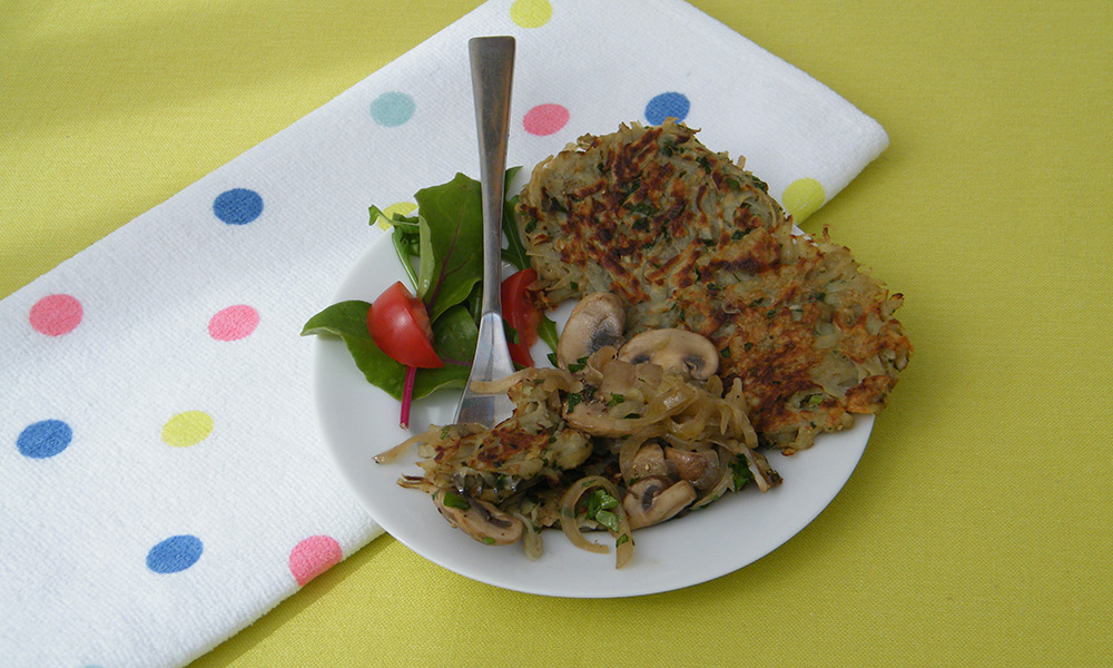 Potato pancakes with mushroom sauce | Diabetes UK