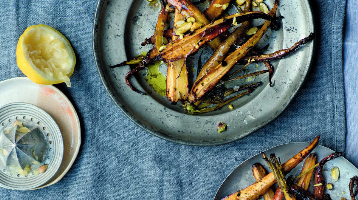 Honey-roasted parsnips and carrots