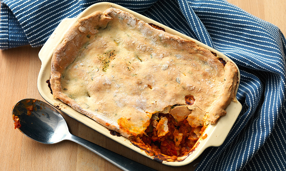 Herbed lentil and Parmesan pie