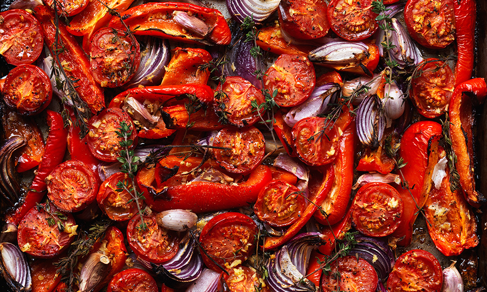 Roasted red vegetables with ginger and garlic | Diabetes UK