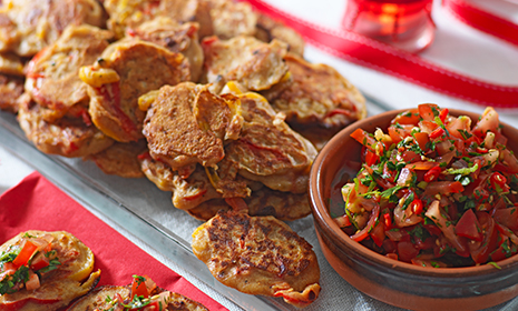 Sweet pepper pancakes with tangy tomato relish | Diabetes UK