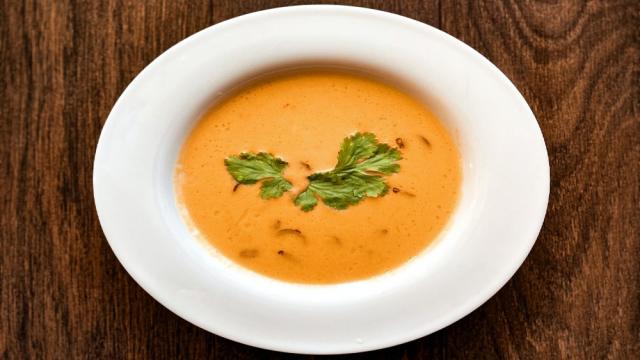 A bowl of golden soup