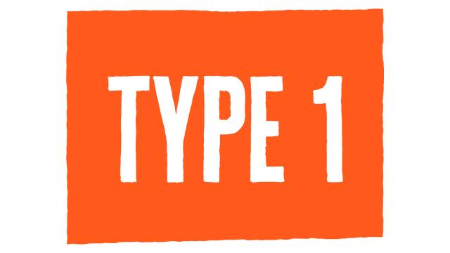 The words 'type 1' in an orange box