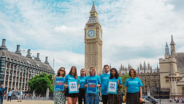 Group of people outside the House of Commons