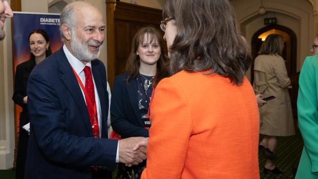 Diabetes UK Chief Executive shaking hands with Fabian Hamilton, MP