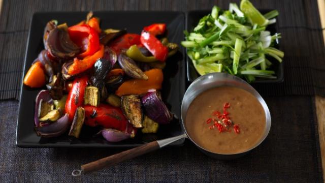 Tray of vegetable satay