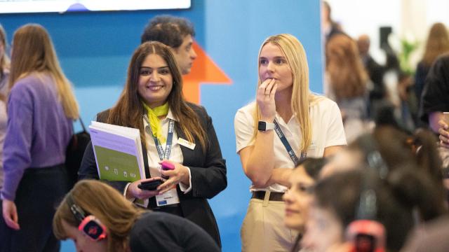 Two women standing at Diabetes UK conference