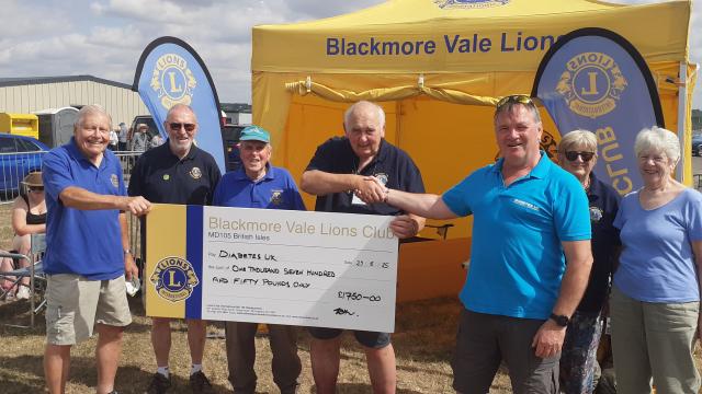 Cheque presentation at the Blackmore Vale Lions Club