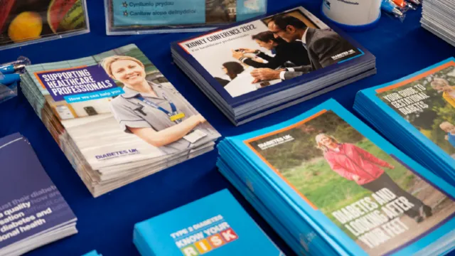 Selection of Diabetes UK leaflets on a table