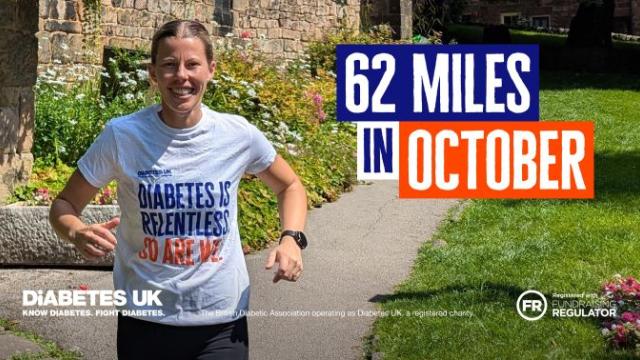 Woman in white Diabetes UK t-shirt running towards the camera