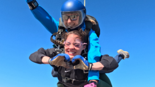 Woman skydiving