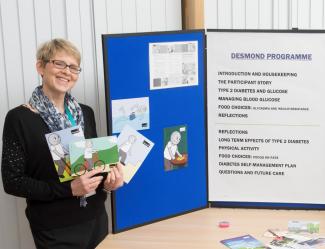Ellen McDonagh with informational leaflets.