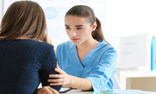 doctor with sad woman