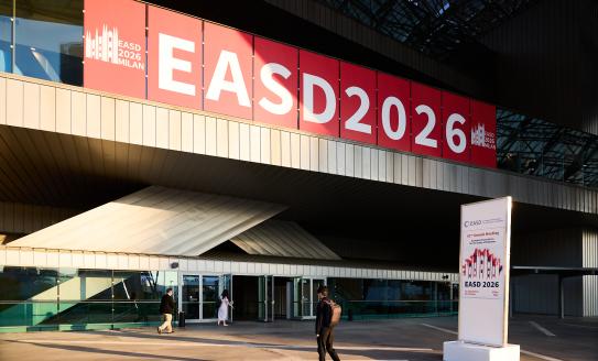 Entrance to conference hall with EASD 2026 sign