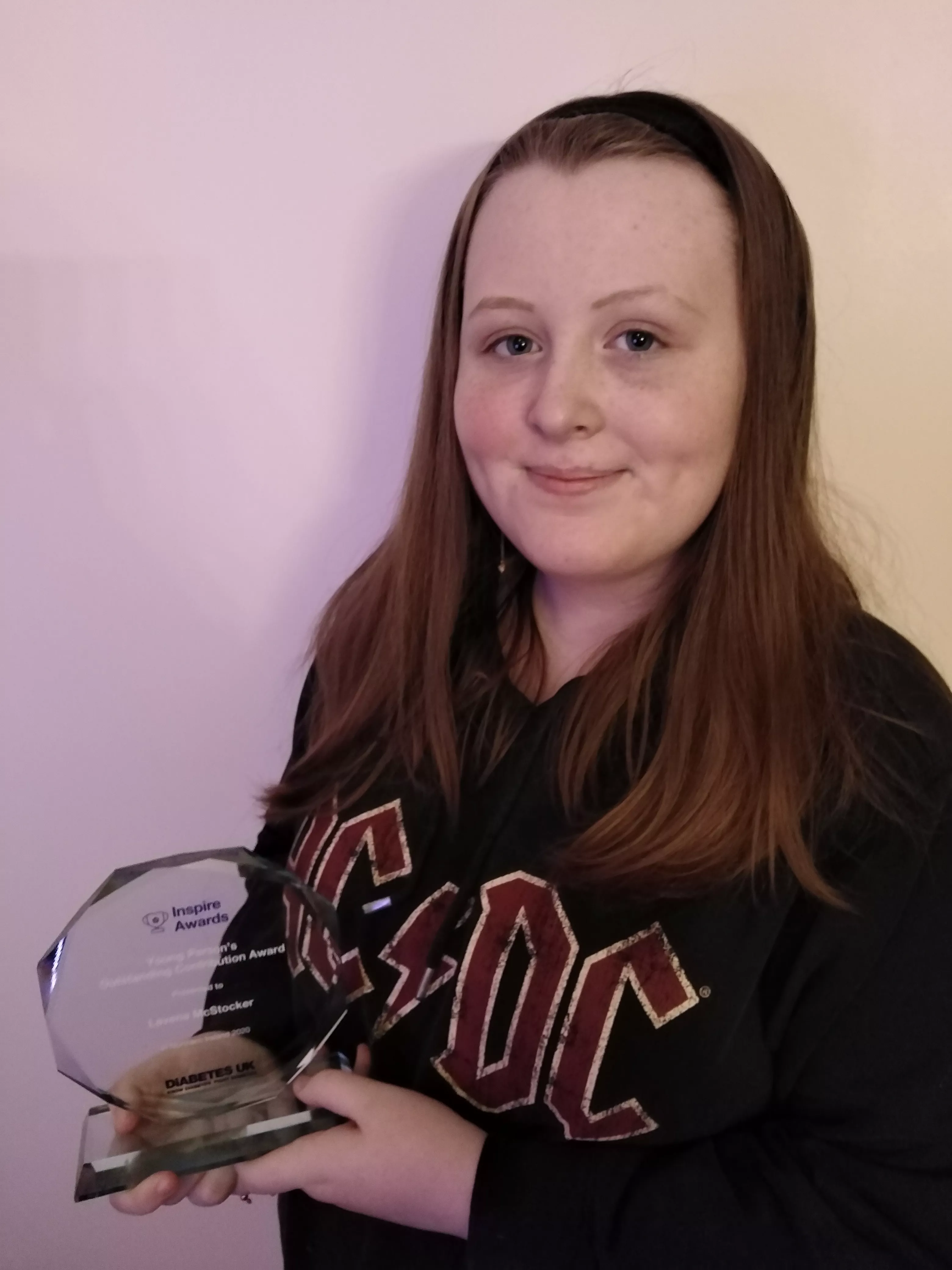 Lavena McStocker pictured with her Diabetes UK NI Inspire Award