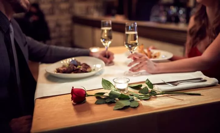 Two people having a Valentine's day meal together