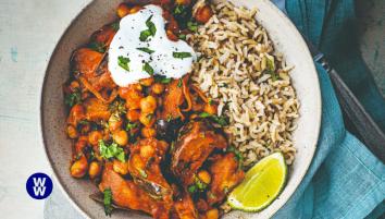 Aubergine and chickpea curry  