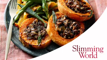 Mushroom stuffed squash rings with Slimming World logo