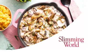 Pan fried pork and mushroom with Slimming World logo
