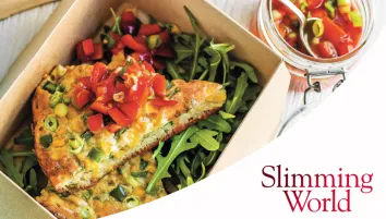 Sweetcorn fritter with salsa with Slimming World logo