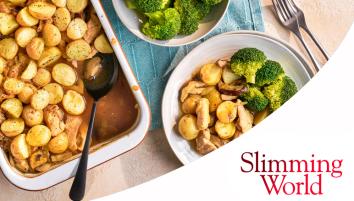Chicken and mushroom potato bake with Slimming World logo