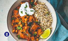 Aubergine and chickpea curry