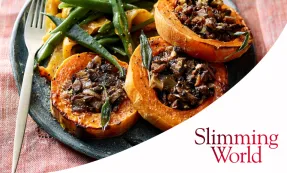 Mushroom stuffed squash rings with Slimming World logo