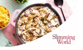 Pan fried pork and mushroom with Slimming World logo
