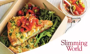 Sweetcorn fritter with salsa with Slimming World logo