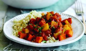 Sweet potato, chickpea and carrot tagine with couscous