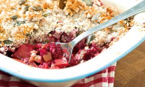 Apple, blackberry, oat and seed crumble Apple, blackberry, oat and seed crumble