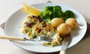 Cod with herby cheese topping Cod with herby cheese topping