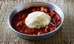 Fufu with chicken pepper soup Fufu with chicken pepper soup