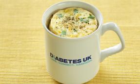 Microwave mug: Cheesy chive and pea muffin Microwave mug: Cheesy chive and pea muffin