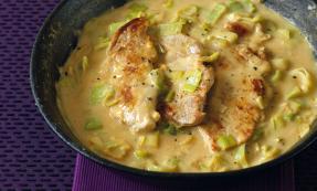 Pork with creamy leek sauce Pork with creamy leek sauce