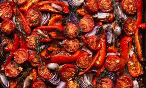 Roasted red vegetables with ginger and garlic Roasted red vegetables with ginger and garlic