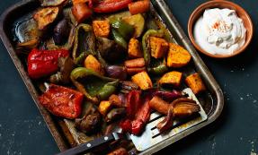 Smoky roast vegetables with sesame yogurt Smoky roast vegetables with sesame yogurt