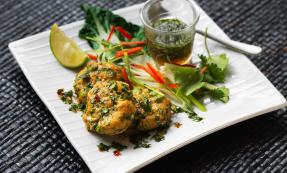 Thai cod cakes with chilli dipping sauce Thai cod cakes with chilli dipping sauce