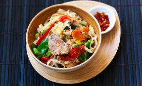 Thai style noodles with gingered pork Thai style noodles with gingered pork