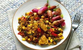 Chicken, corn & lentil pilaf Chicken, corn & lentil pilaf