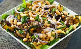 Minted aubergine with spinach and pine nuts Minted aubergine with spinach and pine nuts