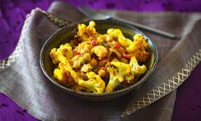 Roasted cauliflower, paneer and chickpea curry Roasted cauliflower, paneer and chickpea curry