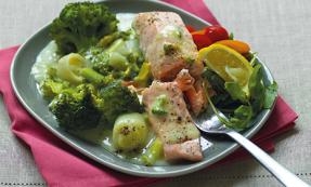 Salmon in broccoli and leek sauce Salmon in broccoli and leek sauce