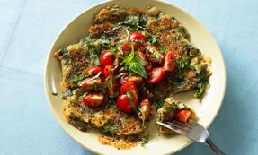 Wholemeal spinach and cheddar pancakes Wholemeal spinach and cheddar pancakes